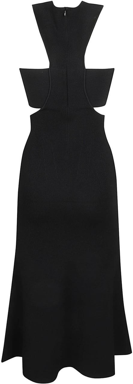 Alexander McQueen Fitted Bodice Black Dress with Flowing Skirt Zwart