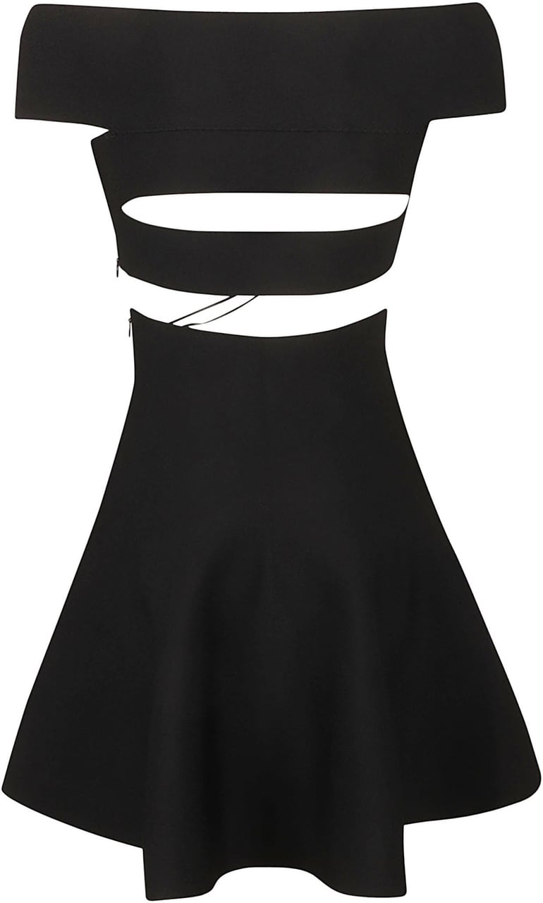 Alexander McQueen Fitted Bodice Black Dress with Flowing Skirt Zwart