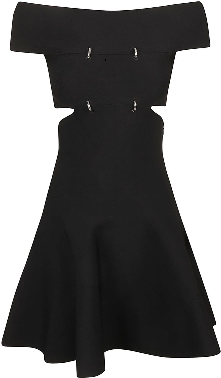 Alexander McQueen Fitted Bodice Black Dress with Flowing Skirt Zwart