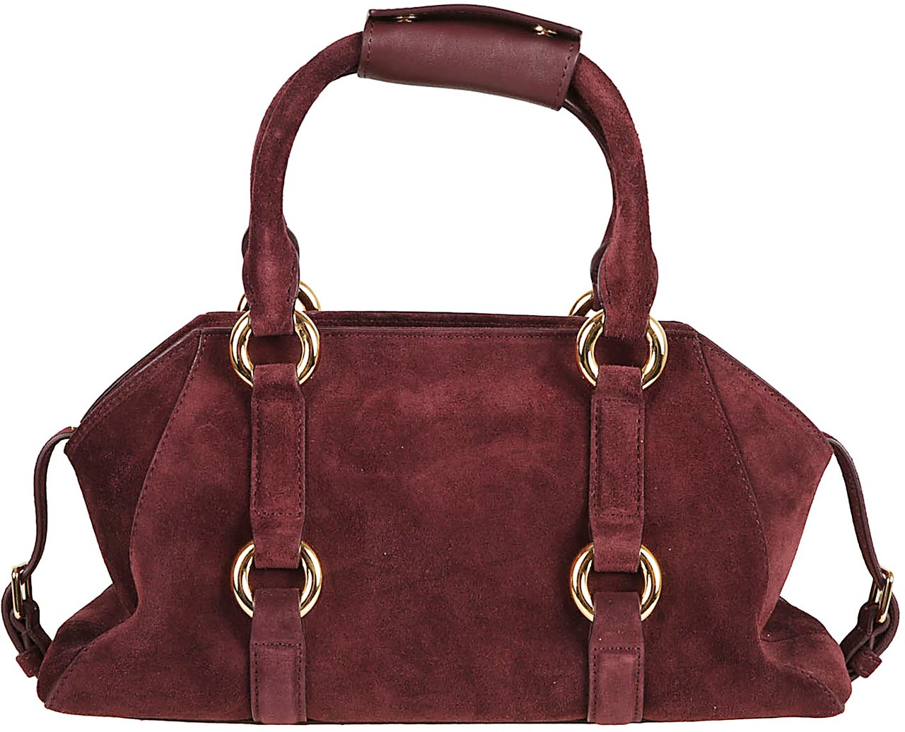 Alexander McQueen Structured Dark Red Suede Farringdon Bag with Gold Hardware Zwart