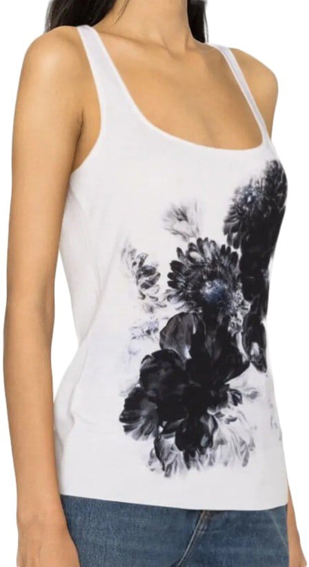 Alexander McQueen Sleeveless Floral-Print Alexander Mcqueen Top Wit