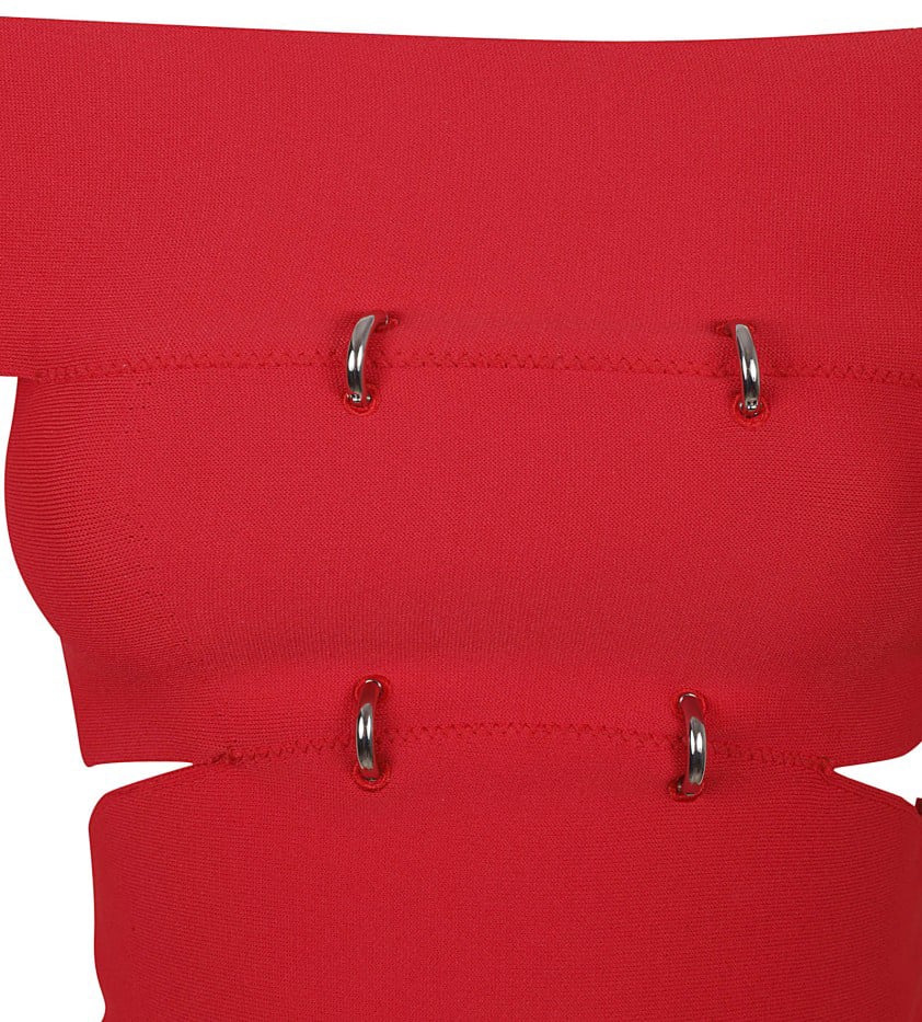 Alexander McQueen Off-The-Shoulder Dress With Cut-Out Details Rood