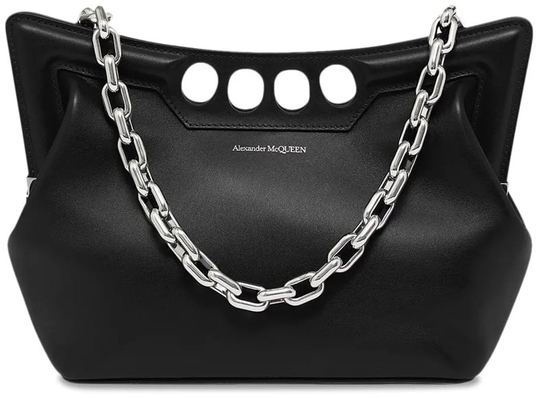 Alexander McQueen Structured Leather Bag with Cut-Out Details Zwart