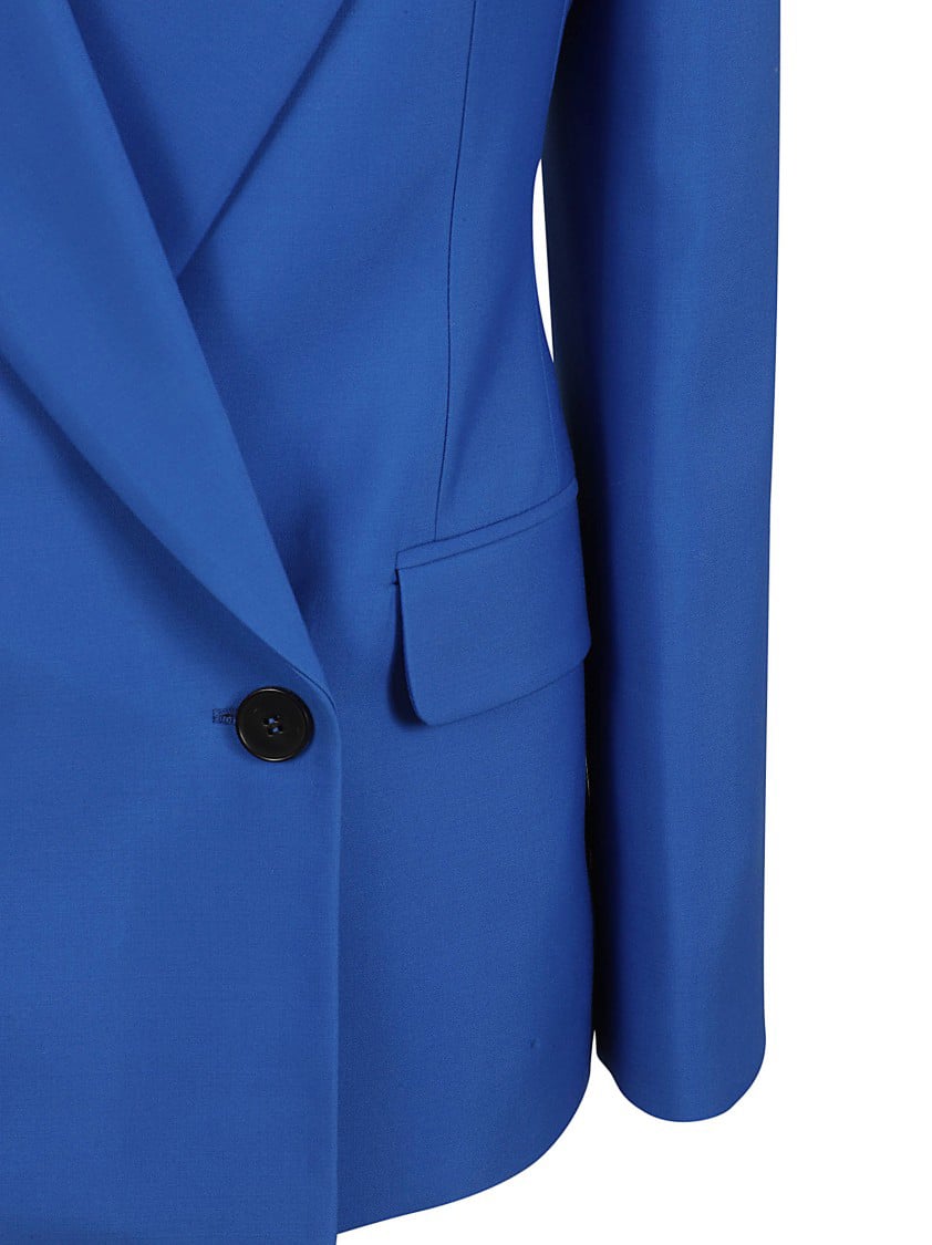 Alexander McQueen Double-Breasted Structured Jacket With Wide Lapels Blauw