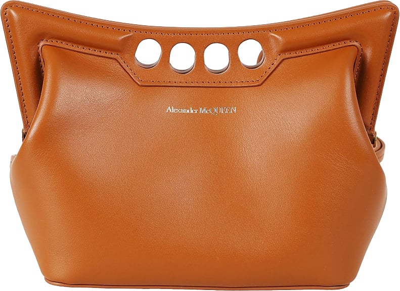 Alexander McQueen Structured Leather Bag With Unique Cut-Out Handle Oranje