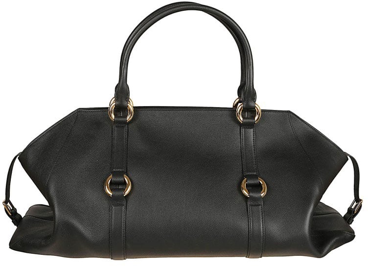 Alexander McQueen Farringdon Maxi Bag In Soft Black Calfskin Grijs