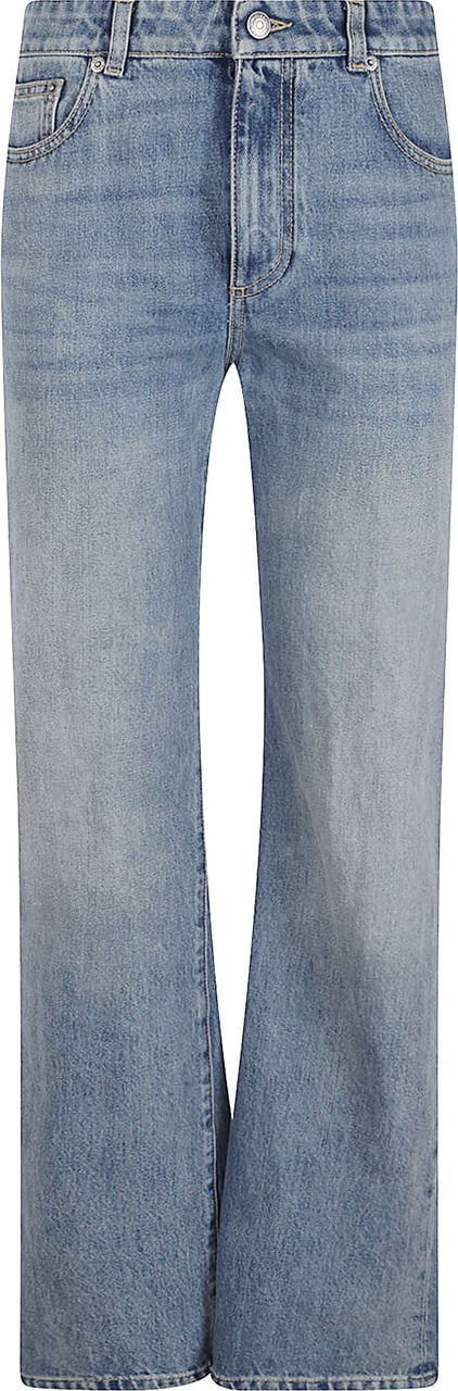 Alexander McQueen Slightly Flared Light Blue Jeans with Raw Hem Blauw