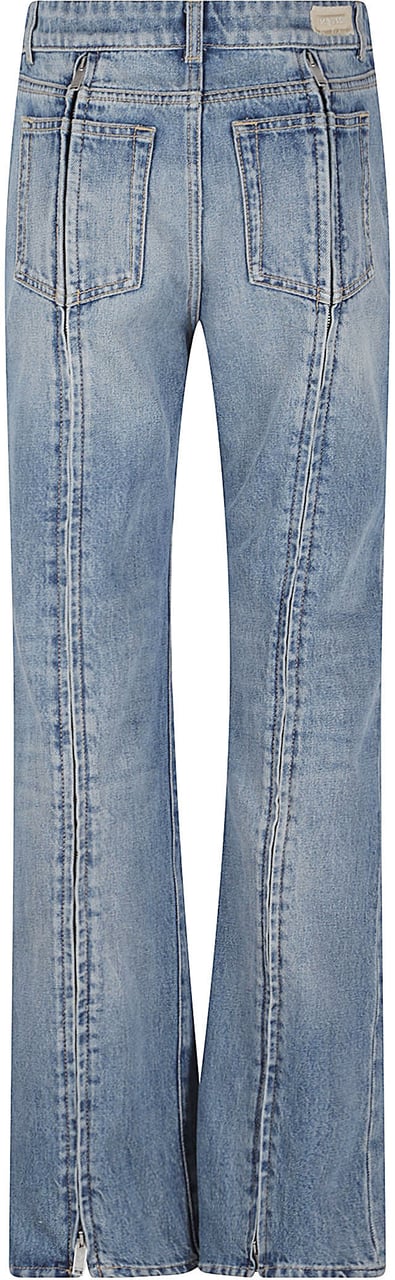 Alexander McQueen Slightly Flared Light Blue Jeans with Raw Hem Blauw