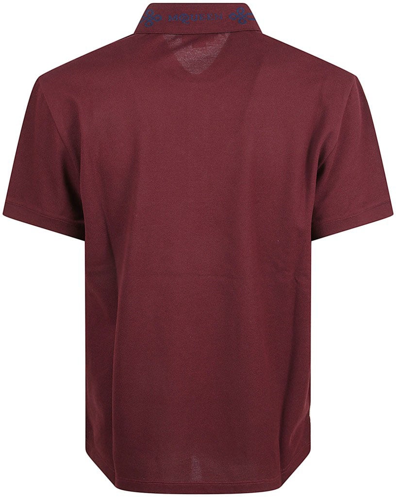 Alexander McQueen Burgundy Cotton Piqué Polo Shirt With Contrasting Logo Maroon