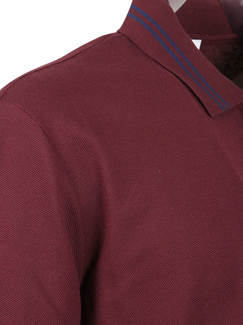 Alexander McQueen Burgundy Cotton Piqué Polo Shirt With Contrasting Logo Maroon