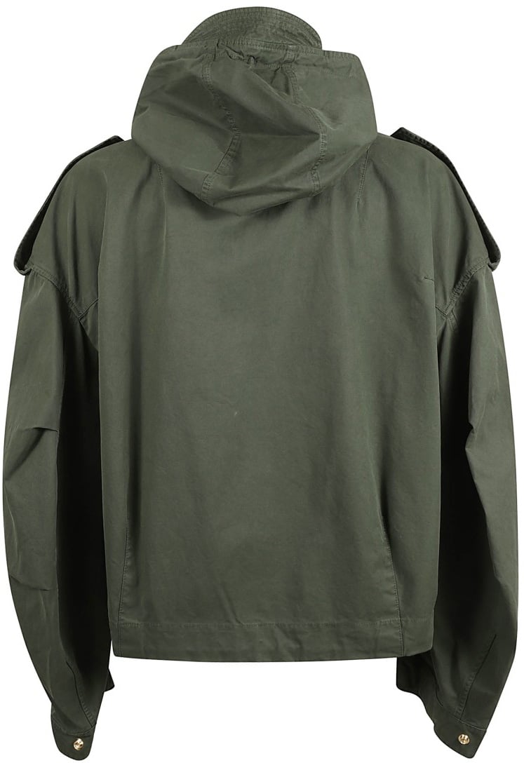 Alexander McQueen Relaxed-Fit Green Cotton Coat With Hood Groen