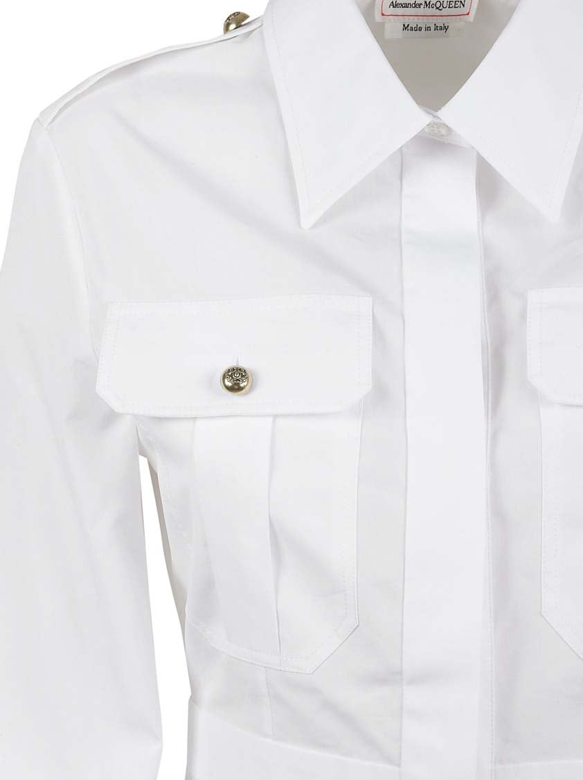 Alexander McQueen Tailored Cotton Shirt With Button-Down Front Wit