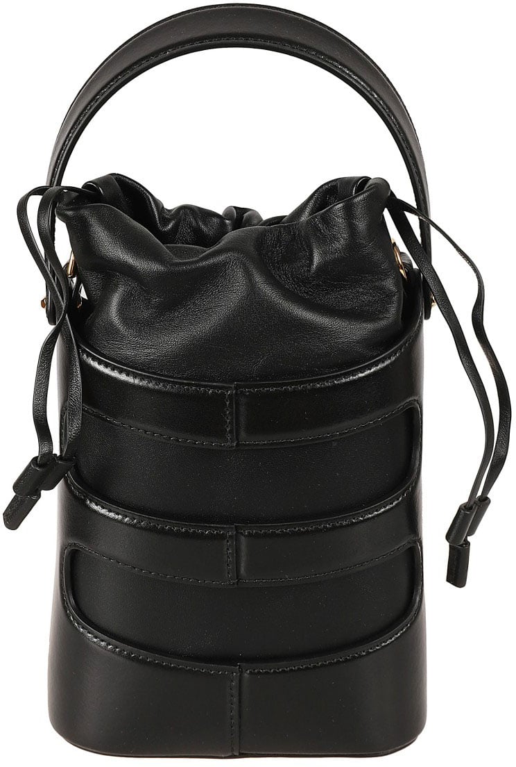 Alexander McQueen Structured Drawstring Leather Bag With Cut-Out Detailing Zwart