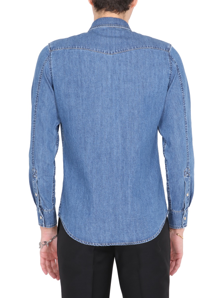 Alexander McQueen SHIRT WITH EMBROIDERED LOGO Blauw