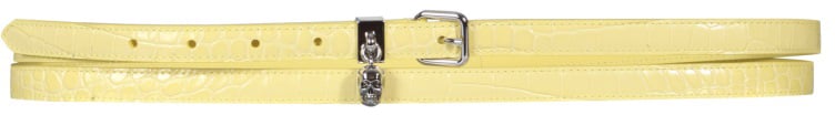 Alexander McQueen DOUBLE BELT WITH SKULL AND PAVÈ Geel