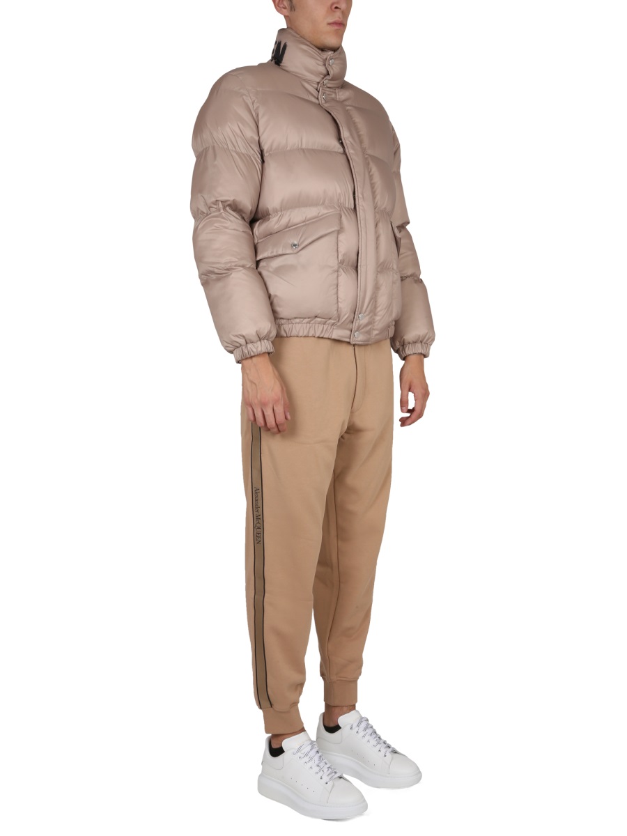 Alexander McQueen GRAFFITI LOGO PRINT DOWN JACKET Beige