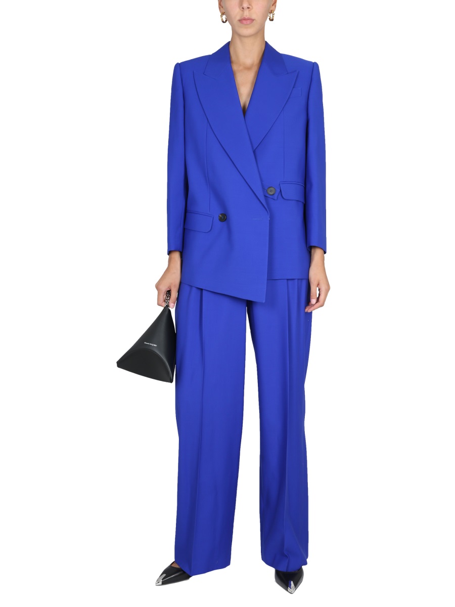 Alexander McQueen STRUCTURED DOUBLE-BREASTED JACKET Blauw