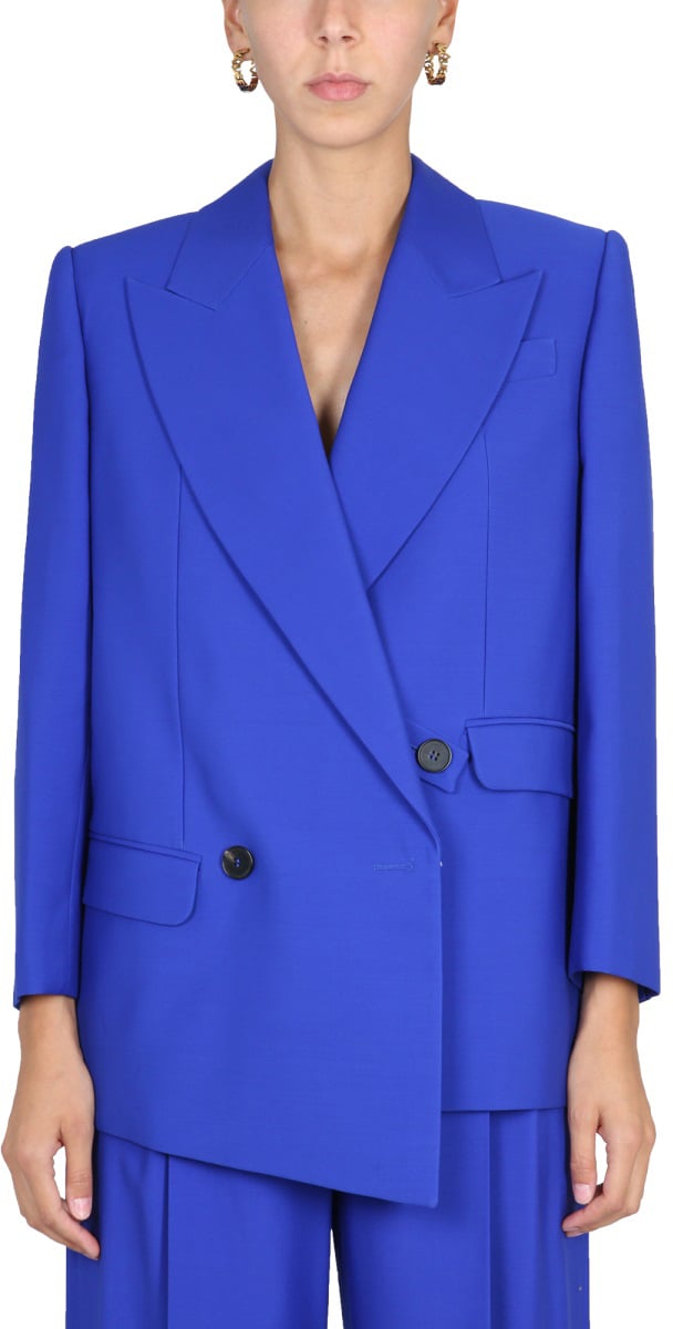 Alexander McQueen STRUCTURED DOUBLE-BREASTED JACKET Blauw