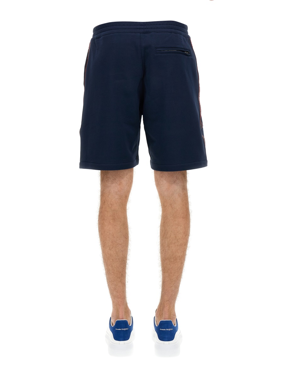 Alexander McQueen BERMUDA SHORTS WITH SELVEDGE LOGO BAND Blauw