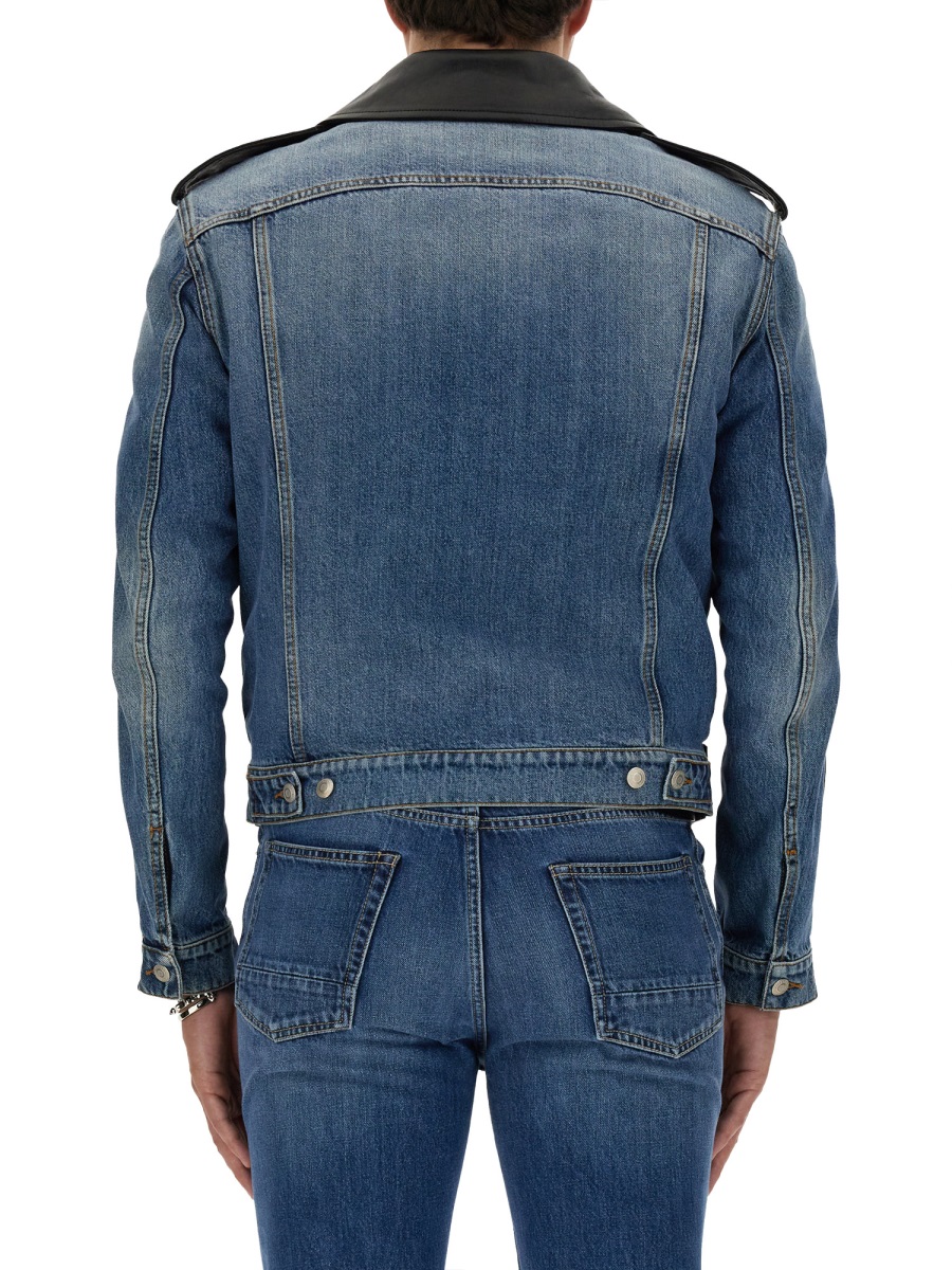 Alexander McQueen COMBO BIKER JACKET Zwart