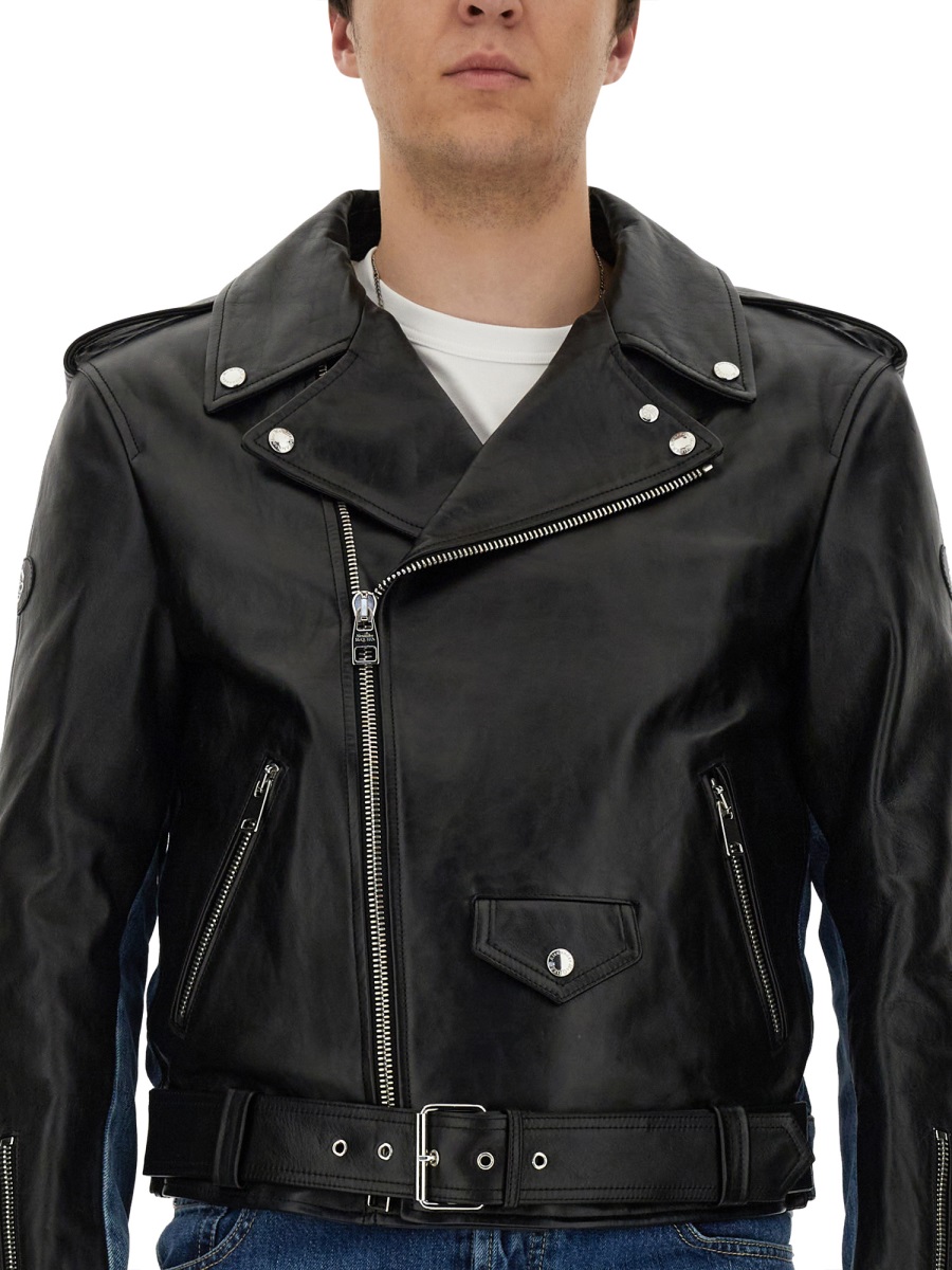 Alexander McQueen COMBO BIKER JACKET Zwart