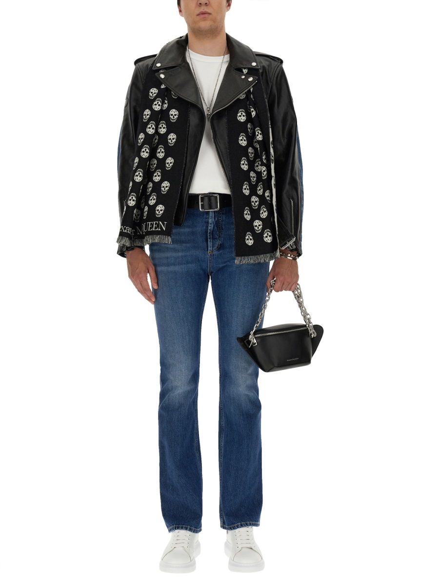 Alexander McQueen COMBO BIKER JACKET Zwart