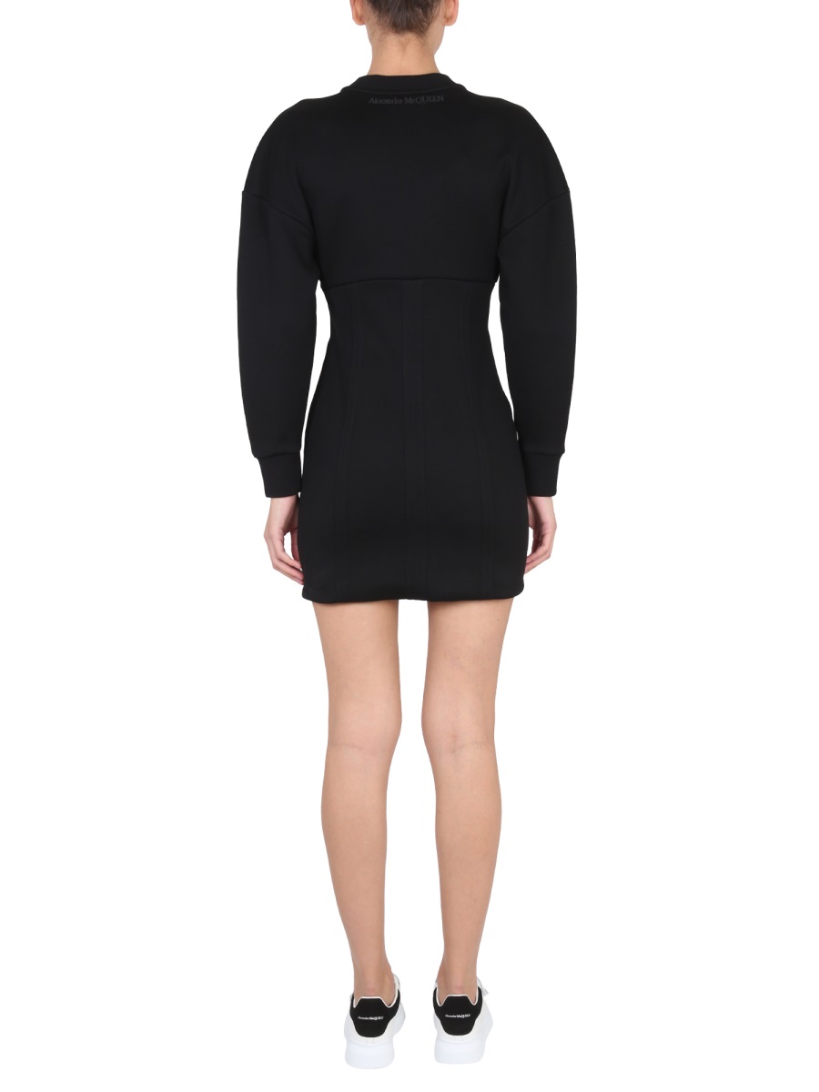 Alexander McQueen MINI DRESS WITH COCOON SLEEVES Zwart