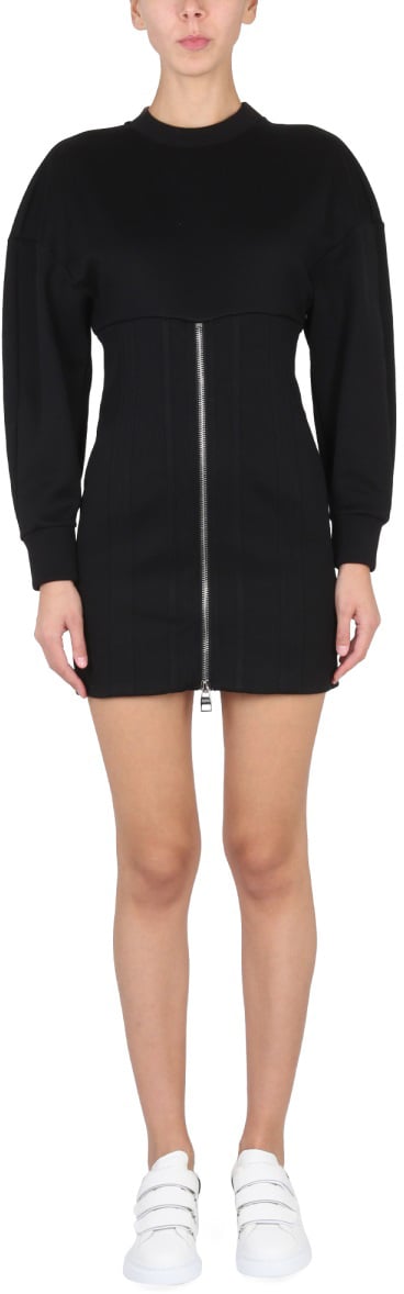 Alexander McQueen MINI DRESS WITH COCOON SLEEVES Zwart