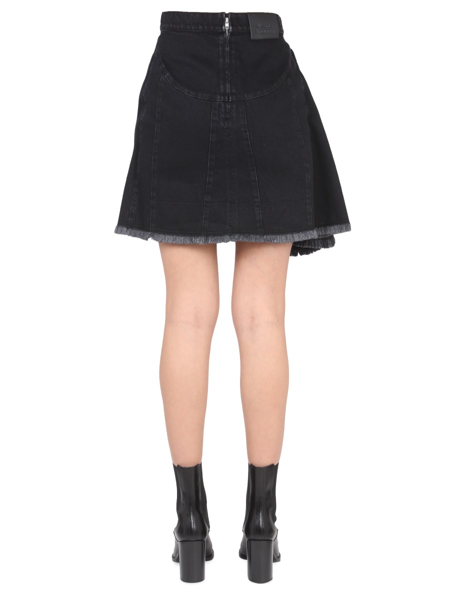 Alexander McQueen ASYMMETRICAL MINI SKIRT Zwart