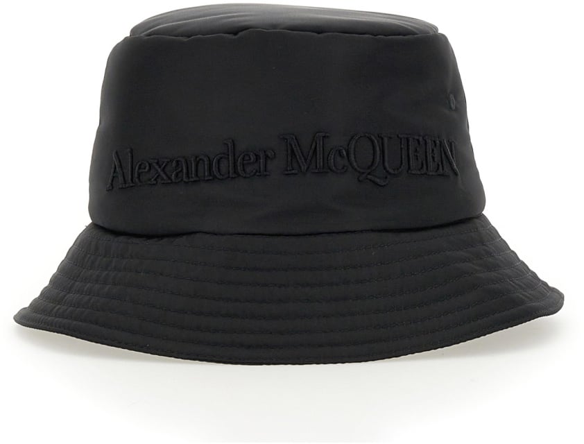 Alexander McQueen BUCKET HAT WITH LOGO Zwart