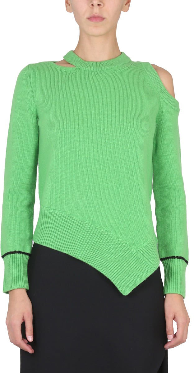 Alexander McQueen SWEATER WITH BARE SHOULDERS Groen