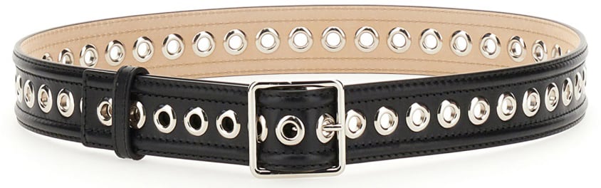 Alexander McQueen MEDIUM BELT WITH EYELETS Zwart