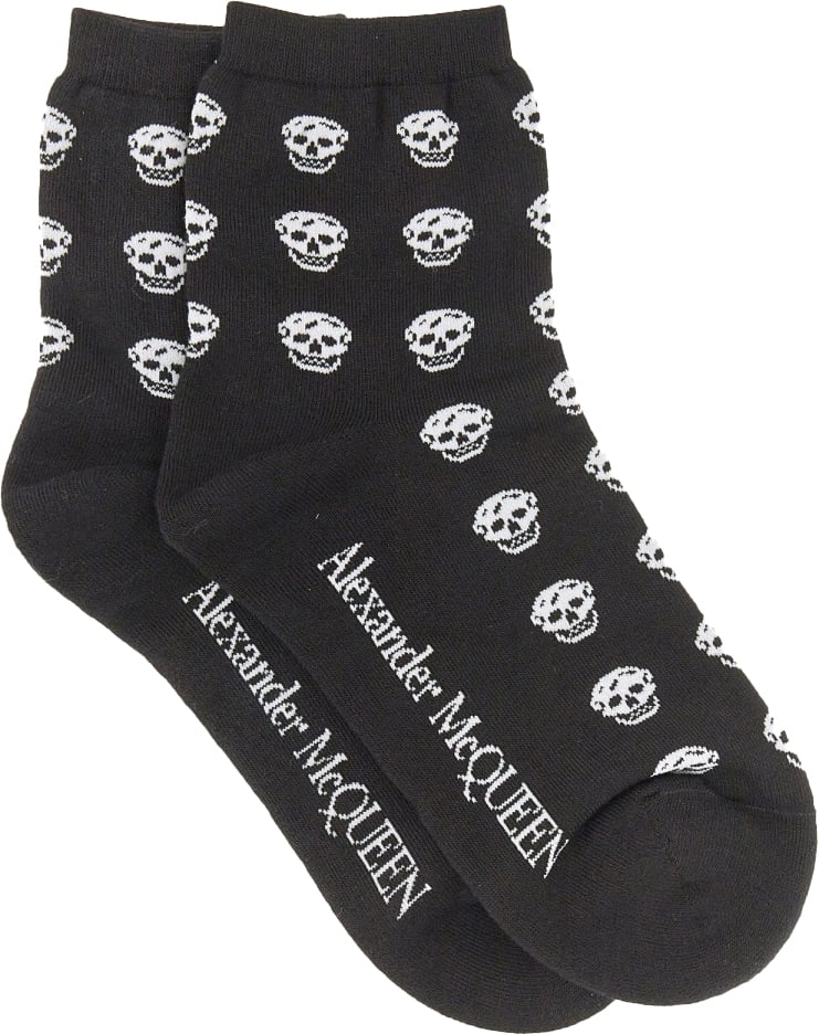 Alexander McQueen SHORT SKULL SOCK Zwart