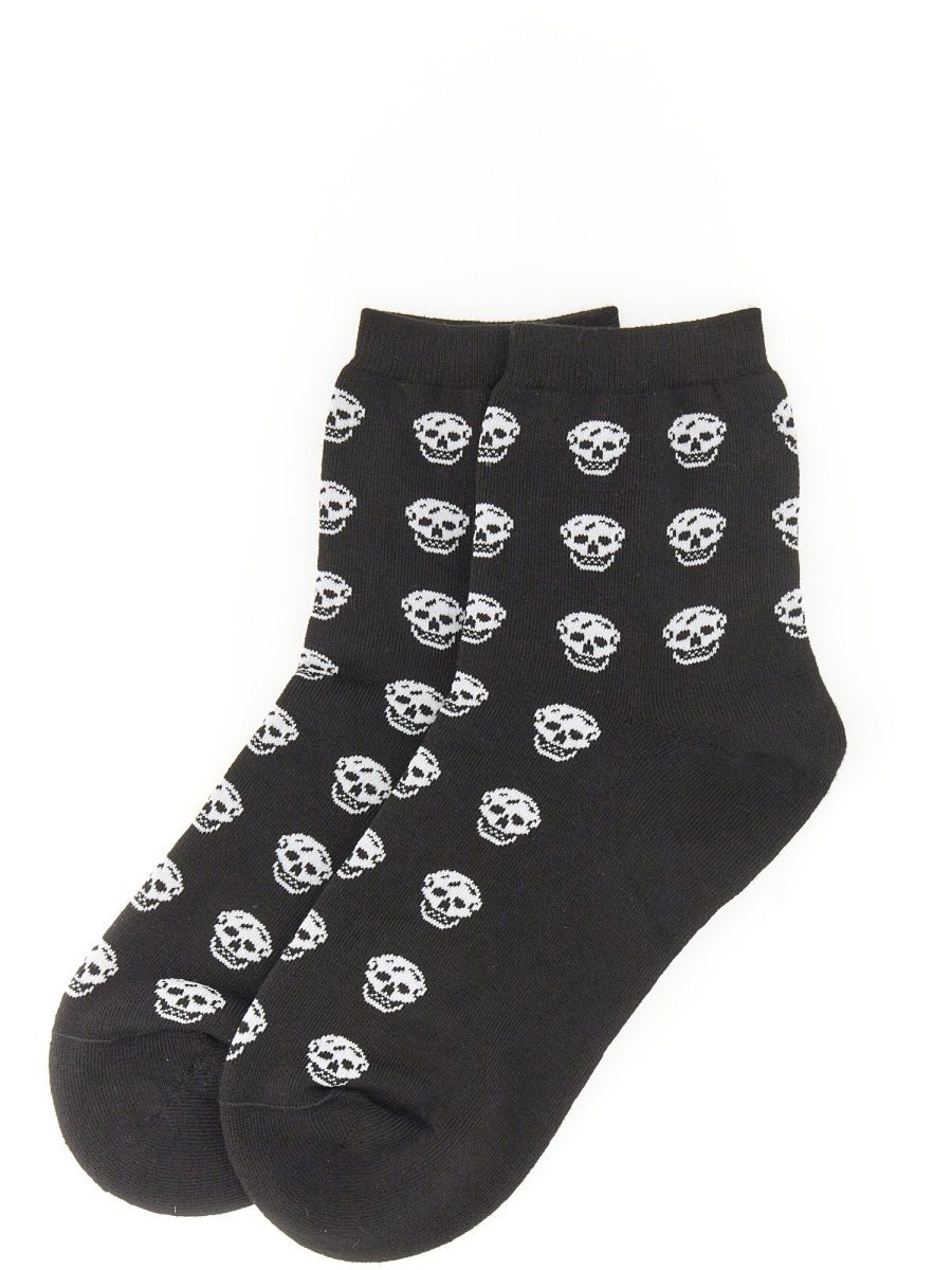Alexander McQueen SHORT SKULL SOCK Zwart