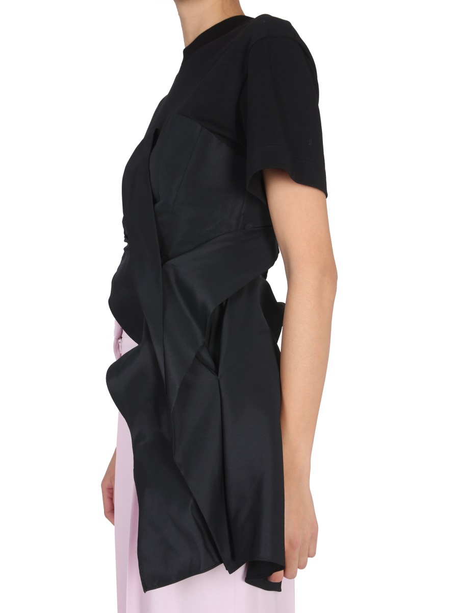 Alexander McQueen DRAPED HYBRID T-SHIRT Zwart