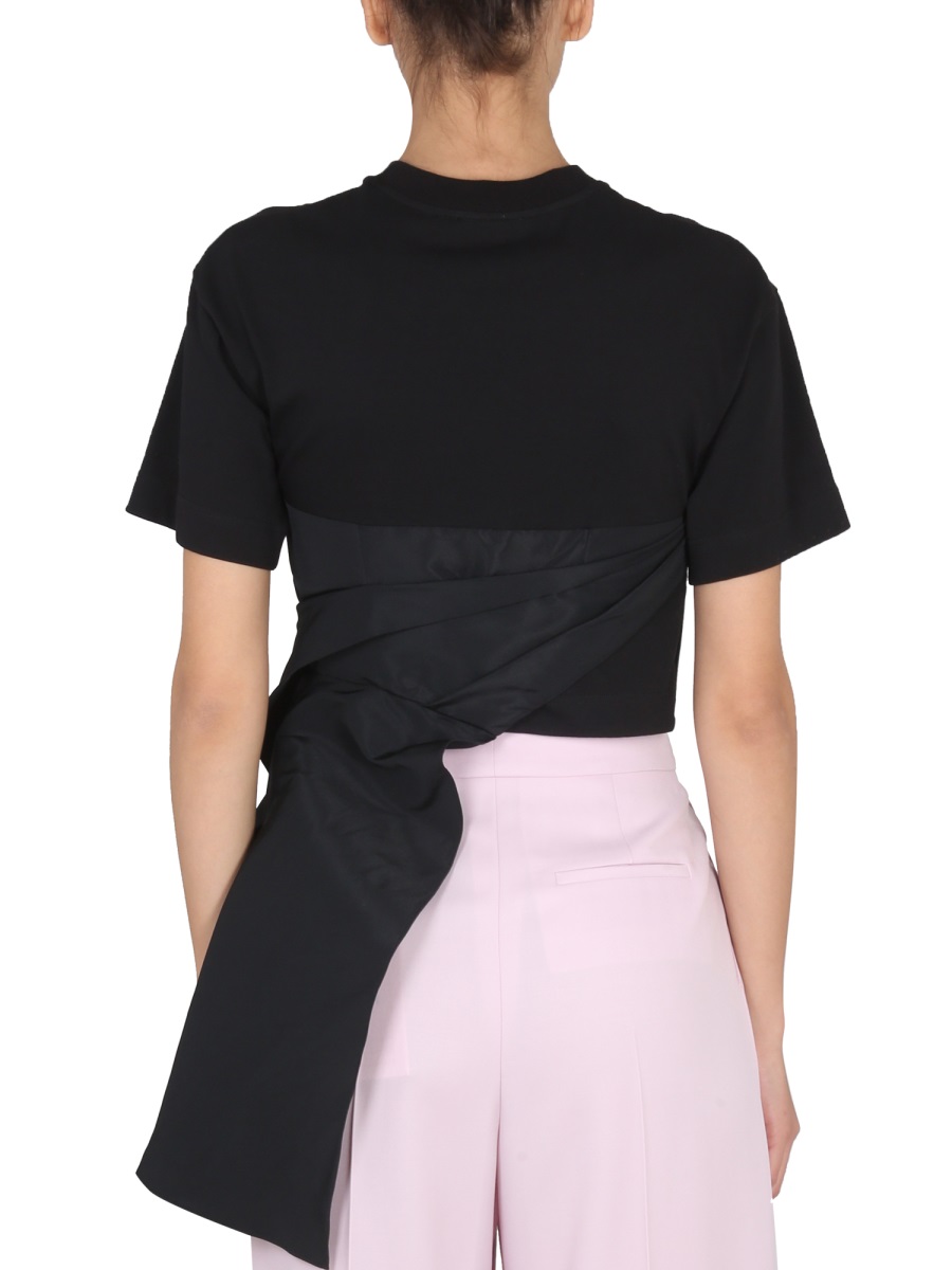 Alexander McQueen DRAPED HYBRID T-SHIRT Zwart