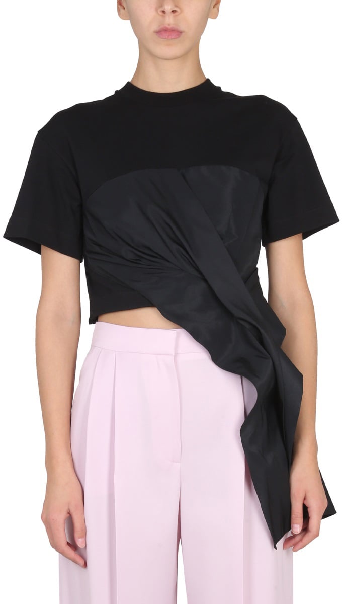 Alexander McQueen DRAPED HYBRID T-SHIRT Zwart