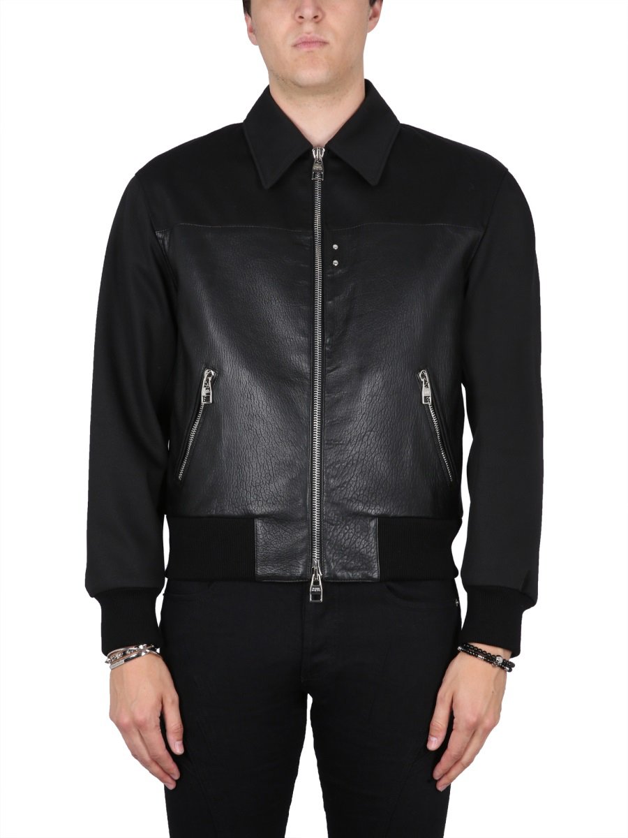 Alexander McQueen LEATHER BOMBER JACKET Zwart