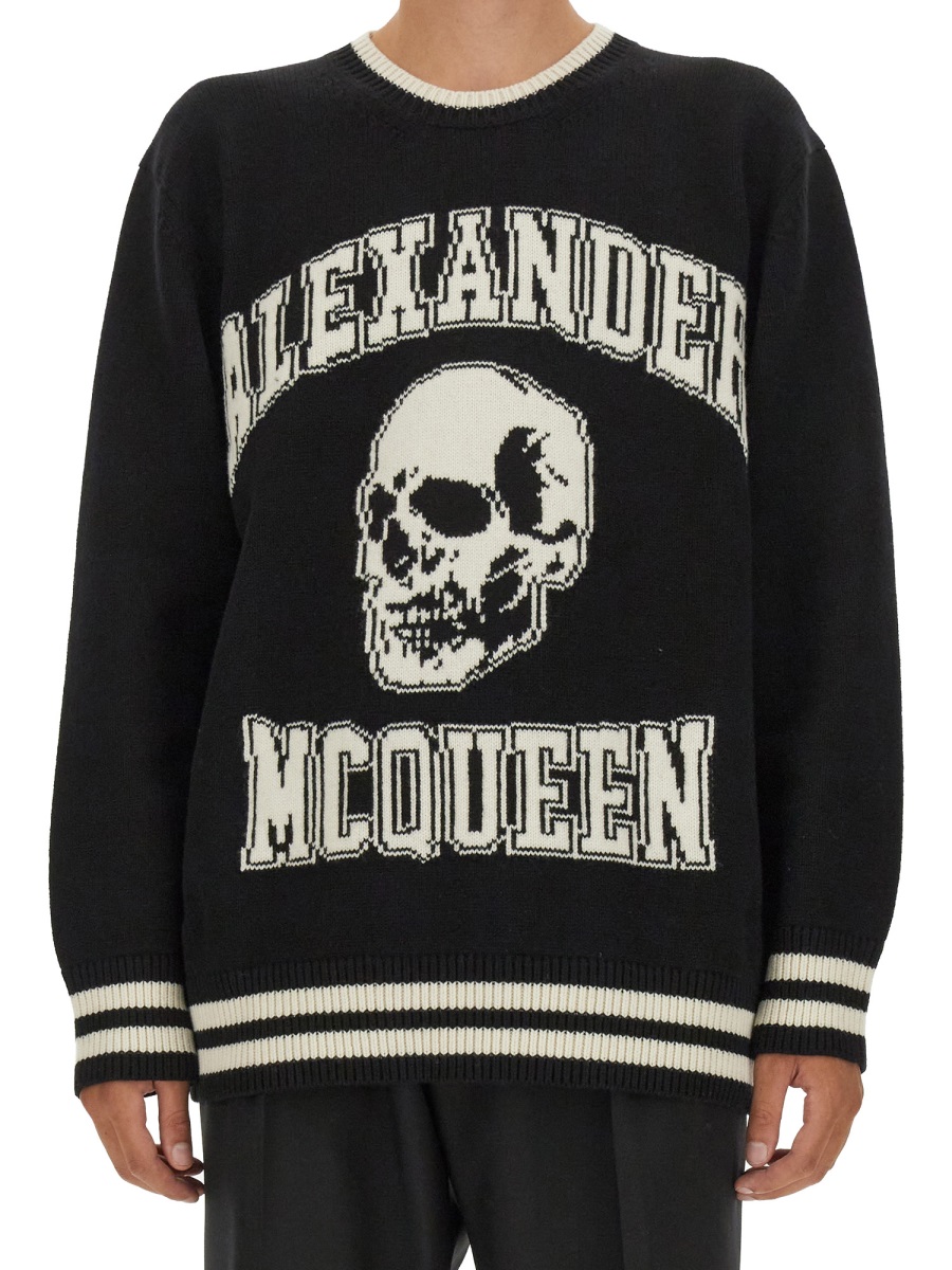 Alexander McQueen VARSITY SWEATER Zwart