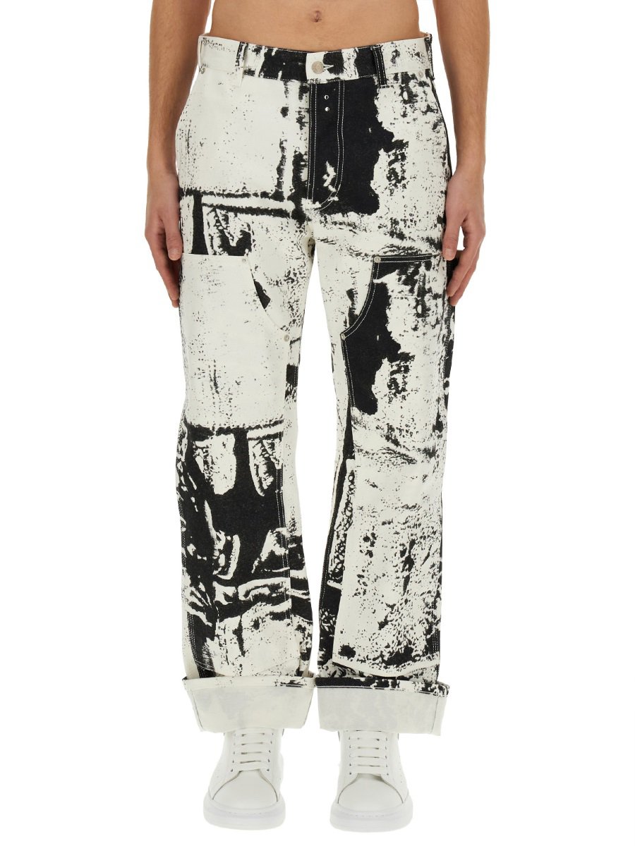 Alexander McQueen WORKWEAR JEANS WITH FOLD PRINT Wit
