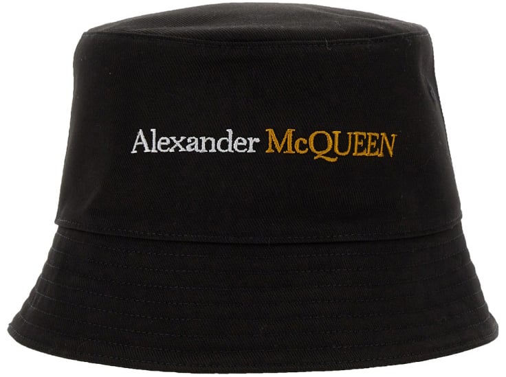 Alexander McQueen BUCKET HAT WITH LOGO Zwart