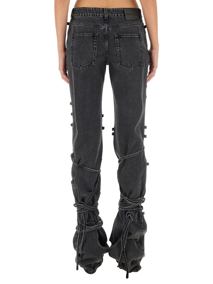 Alexander McQueen JEANS WITH KNOTTED DETAIL Zwart