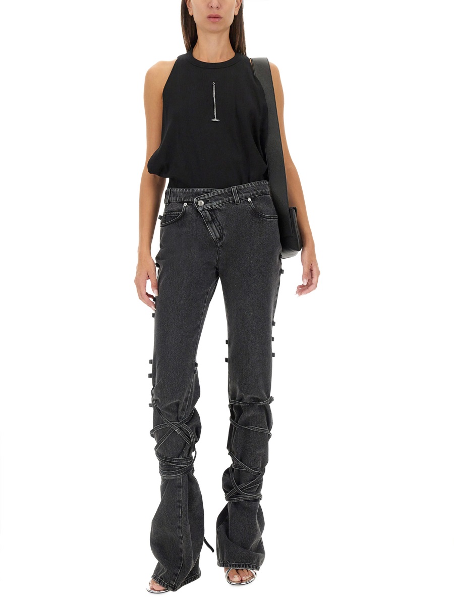 Alexander McQueen JEANS WITH KNOTTED DETAIL Zwart