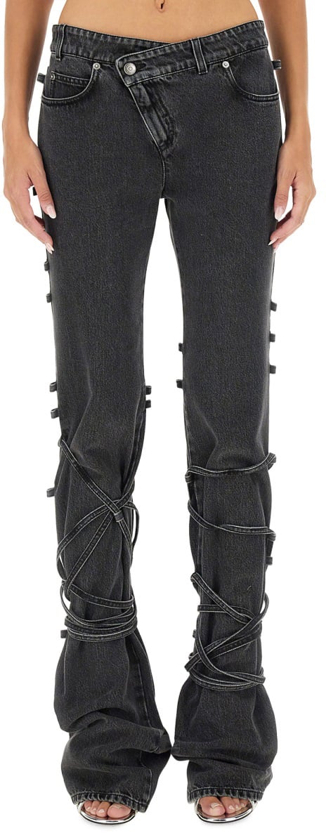 Alexander McQueen JEANS WITH KNOTTED DETAIL Zwart
