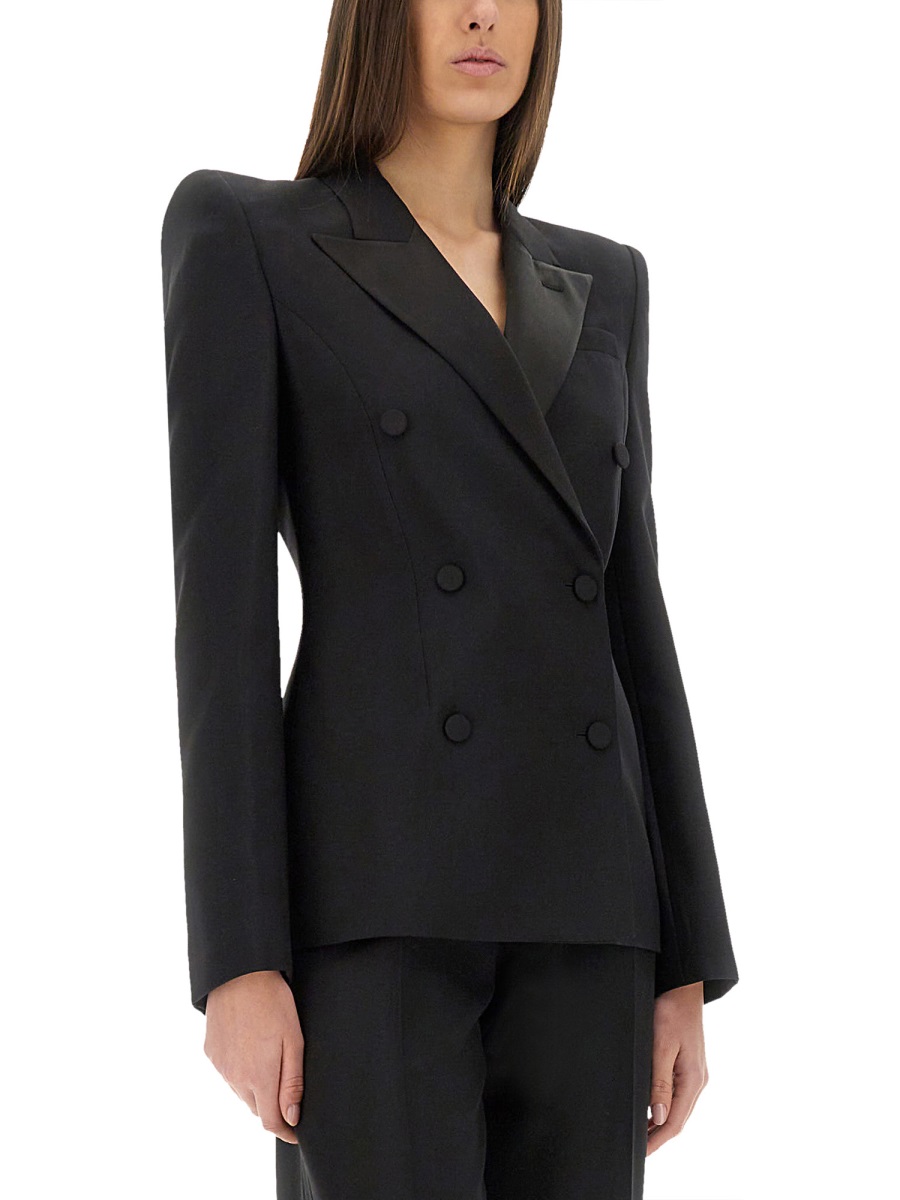Alexander McQueen DOUBLE-BREASTED JACKET WITH VOLUMINOUS SHOULDERS Zwart