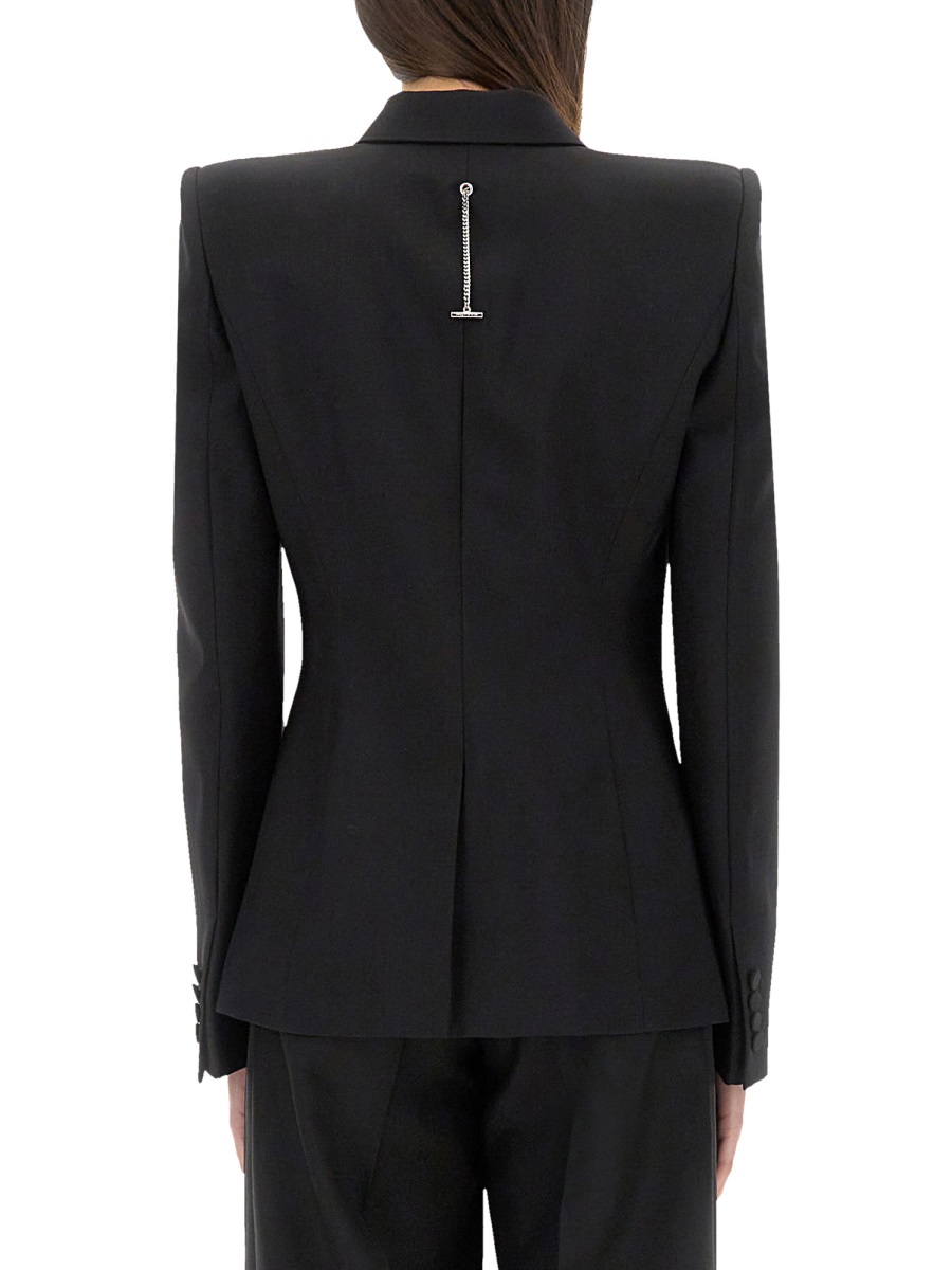 Alexander McQueen DOUBLE-BREASTED JACKET WITH VOLUMINOUS SHOULDERS Zwart