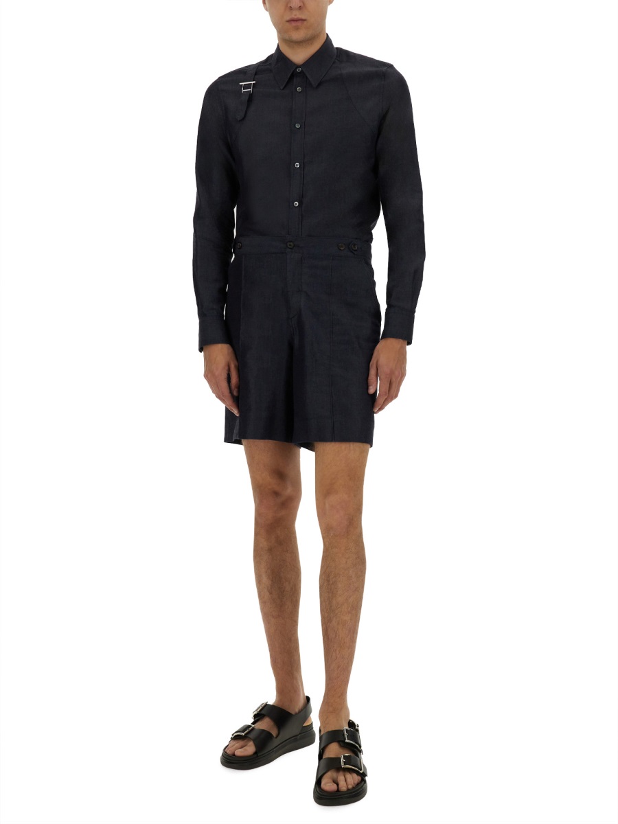 Alexander McQueen HARNESS SHIRT WITH T BUCKLE Blauw