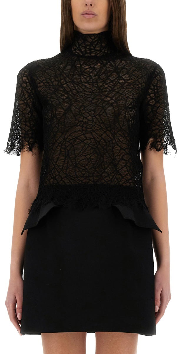 Alexander McQueen SPIDER WEB LACE TOP Zwart