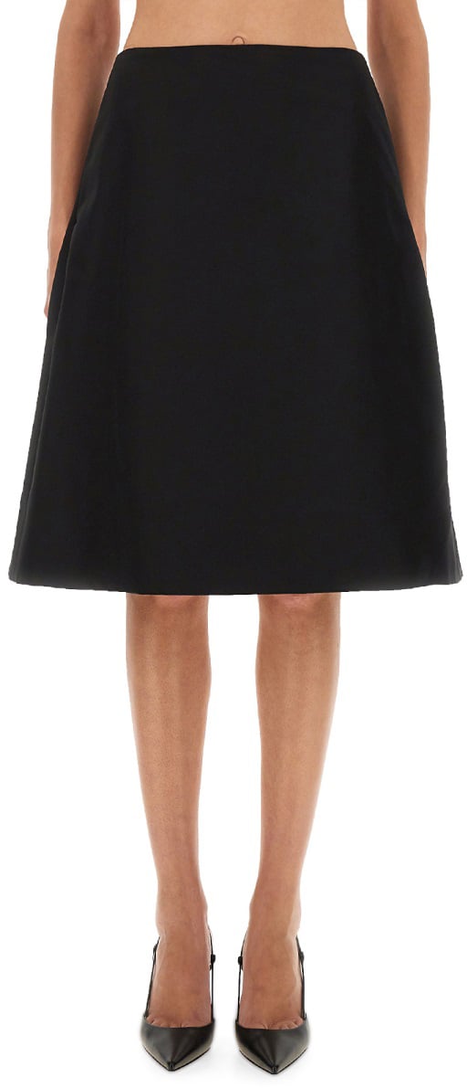 Alexander McQueen FLARED MIDI SKIRT Zwart