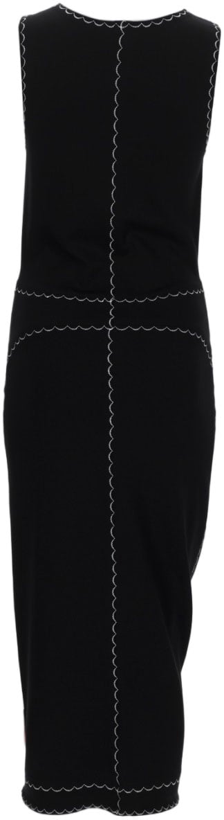 Alexander McQueen Fitted Black Midi Dress with Vertical Front Zipper Zwart
